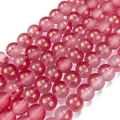 Frosted Transparent Glass Bead Strands GLAA-P065-6mm-09-1