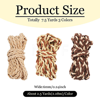 7.5 Yards 3 Colors  Braided Flat Faux Suede Cord LW-TA0001-04-1