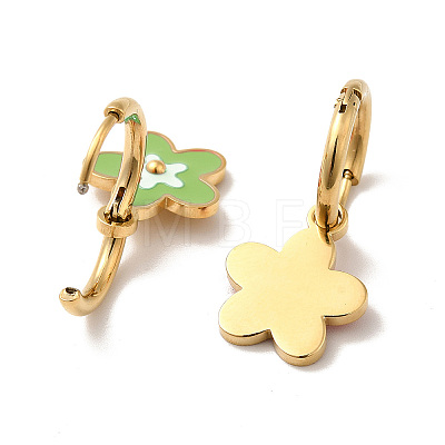 Enamel Sakura Flower Dangle Hoop Earrings STAS-H175-21G-B-1