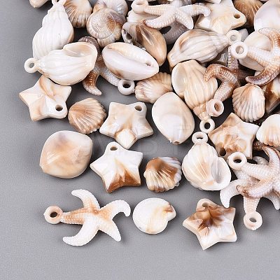 Two Tone Ocean Series Opaque Plastic Imitation Gemstone Pendants KY-Q005-05-1