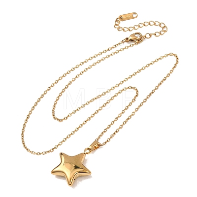304 Stainless Steel Star Pendant Cable Chain Necklaces for Men Women NJEW-K308-02A-G-1