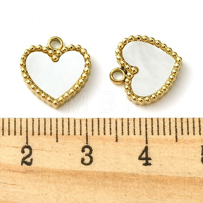 Ion Plating(IP) 304 Stainless Steel Pave Shell Heart Charms FIND-Z028-04G-1