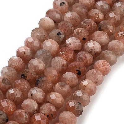 Natural Sunstone Beads Strands G-G140-B01-01-1