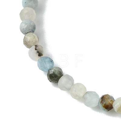 3mm Natural Aquamarine Faceted Round Beaded Stretch Bracelets for Women BJEW-JB10842-01-1