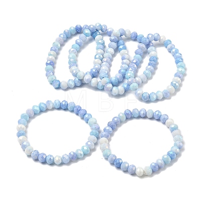 AB Color Faceted Rondelle Glass Beaded Stretch Bracelets for Women BJEW-PH01820-01-1