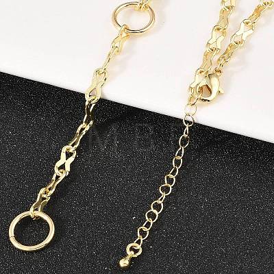 Brass 8 Link Chain Y Lariat Necklaces NJEW-H087-02G-1