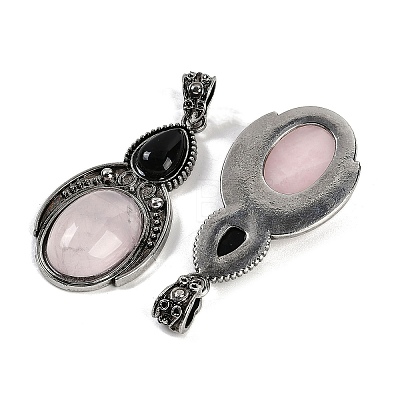 Natural Rose Quartz & Obsidian Pendants G-I370-08AS-05-1