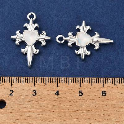 Rack Plating Alloy Rhinestones Pendants PALLOY-D028-06C-S-RS-1