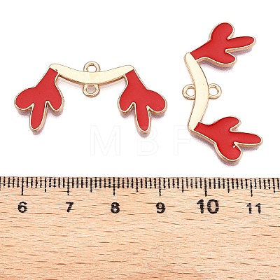 Christmas Theme Alloy Red Enamel Deer Horn Connector Charms PALLOY-T020-27KCG-1