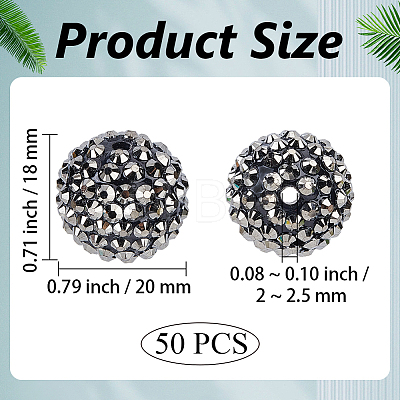 50Pcs Resin Rhinestone Beads RESI-PA0001-45A-1