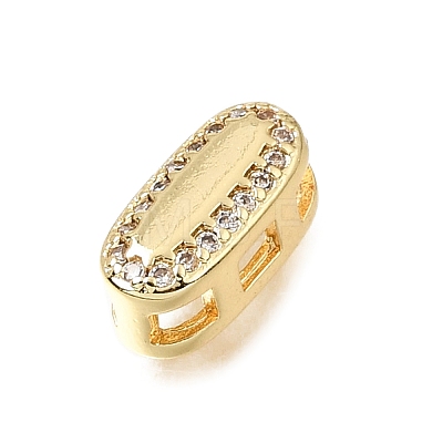 Brass Micro Pave Clear Cubic Zirconia Initial Spacer Bars KK-E802-34G-I-1