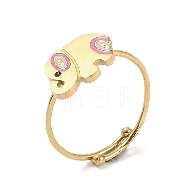 Ion Plating(IP) Elephant 304 Stainless Steel Enamel Ring RJEW-A038-10G-1