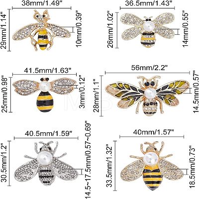  Alloy Enamel Bee Brooches JEWB-NB0001-05-1