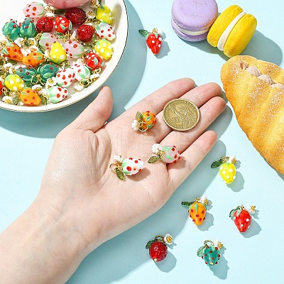 5Pcs Handmade Lampwork Pendants PALLOY-YW00108-01A-1