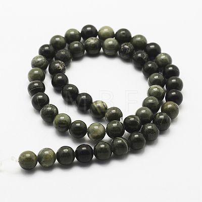 Natural Green Wood Lace Stone Beads Strands G-J358-04-8mm-1