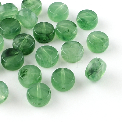 Flat Round Imitation Gemstone Acrylic Beads OACR-R050-M-1