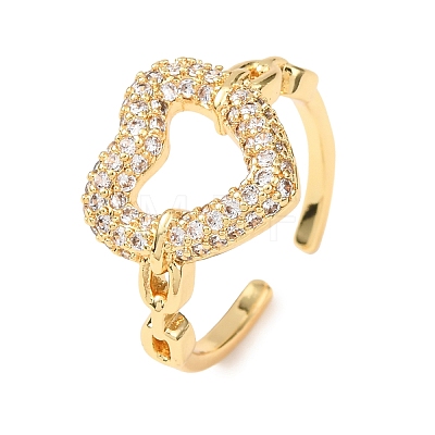 Brass Micro Pave Cubic Zirconia Cuff Open Rings RJEW-F204-07A-G01-1