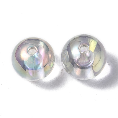 UV Plating Rainbow Iridescent Acrylic Beads PACR-E001-06-1