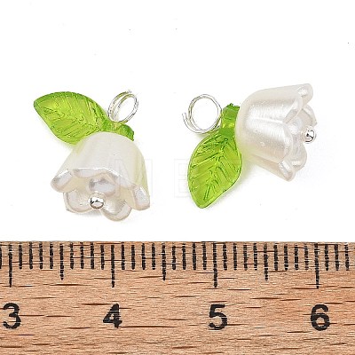 Acrylic with ABS Plastic Imitation Pearl Pendants PALLOY-JF05659-12-1