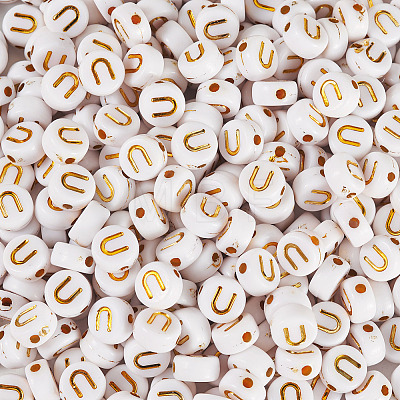500Pcs Plating Acrylic Beads PACR-TADJ0001-01U-1