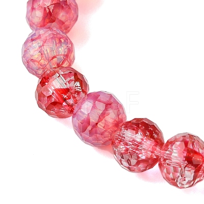 8mm Faceted Round Transparent Baking Painted Glass Beaded Stretch Bracelets for Women BJEW-JB10732-1