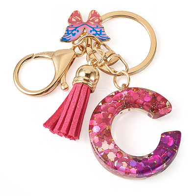 Alloy Resin Butterfly Keychains KEYC-TADJ0002-02G-C-1