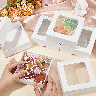 Square Paper Storage Gift Boxes with Clear Visible Window CON-WH0095-64A-1