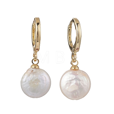 Natural Pearl Leverback Earrings EJEW-JE06877-02-1