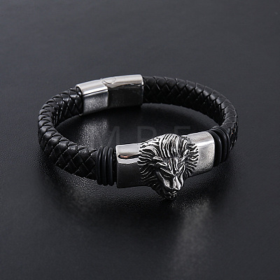 Punk Braided PU Leather Cord Bracelets GT3002-1-1