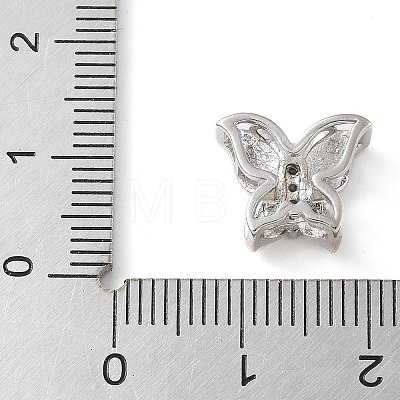 Brass Micro Pave Clear Cubic Zirconia Silde Charms KK-C086-02P-02-1