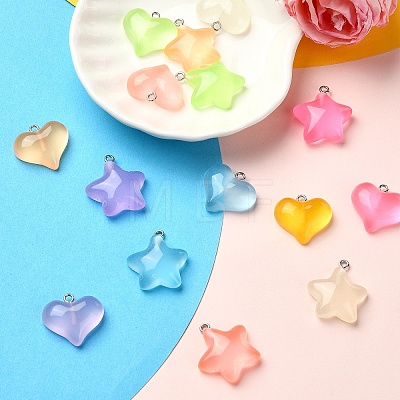 15Pcs 15 Styles Luminous Transparent Resin Pendants RESI-YW0001-79-1