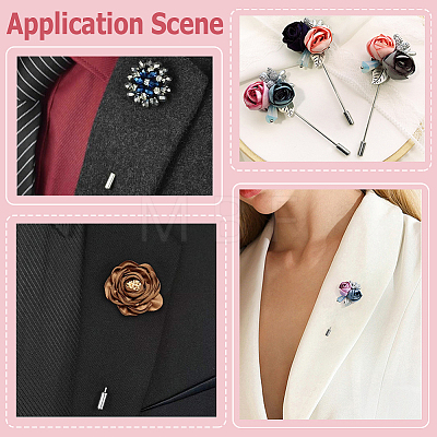 60 Sets 2 Size Round Tray Brass Stick Lapel Pins KK-SC0005-01-1