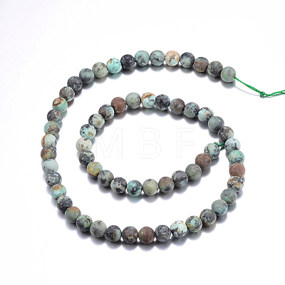 Frosted Natural African Turquoise(Jasper) Round Beads Strands G-D746-4mm-1