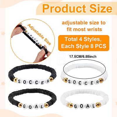 16Pcs 4 Style Acrylic & Handmade Polymer Clay Bead Bracelets BJEW-MA00002-1