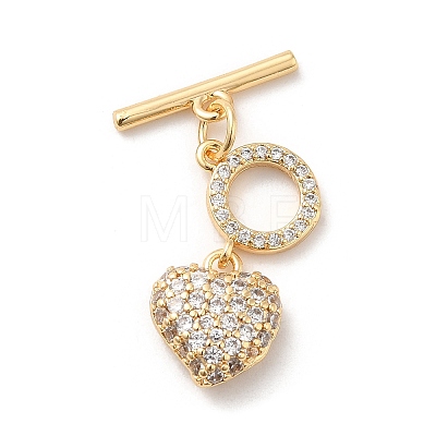 Brass Micro Pave Clear Cubic Zirconia Toggle Clasps KK-F860-59G-1