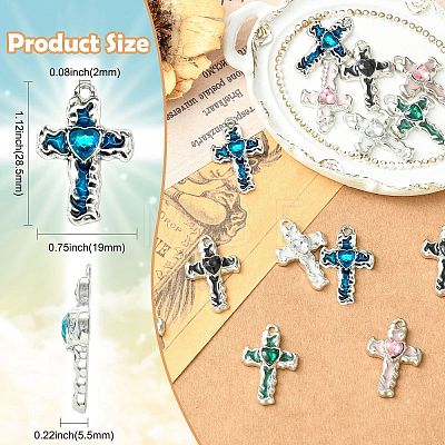15Pcs 5 Colors Alloy Enamel with Rhinestone Pendants FIND-CJ0005-93-1