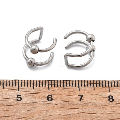 304 Stainless Steel 2 Line Round Clip on Nose Rings AJEW-A062-02P-1