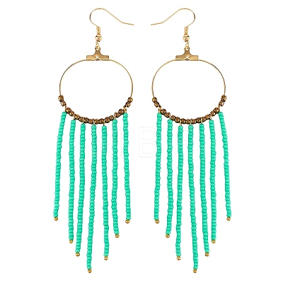 Glass Seed Beads Long Dangle Earrings EJEW-SW00004-1