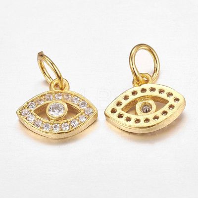 Brass Micro Pave Cubic Zirconia Charms X-ZIRC-L018-10G-1