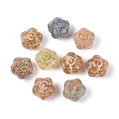 Picasso Baking Paint and Golden Metal Enlaced Glass Beads DGLA-T004-47M-1