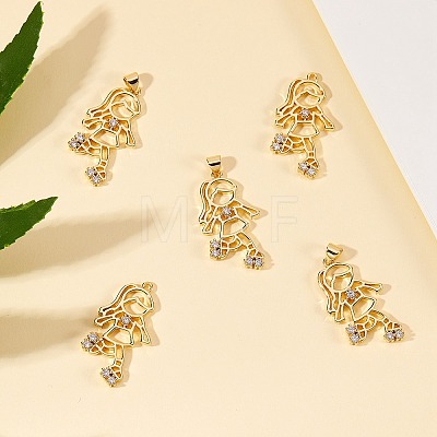 5Pcs Rack Plating Brass Micro Pave Cubic Zirconia Pendants ZIRC-SZ0003-75-1