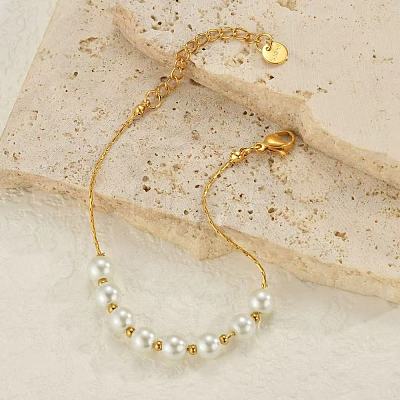 Round Imitation Pearl Beaded Bracelets LN2093-1
