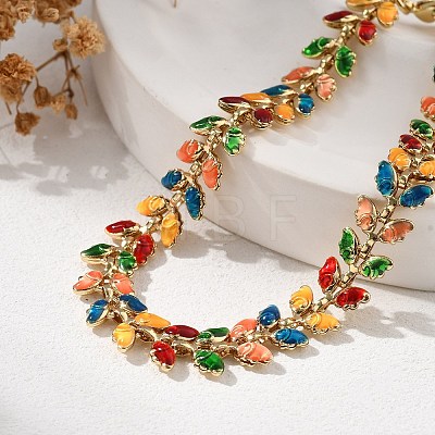 Butterfly Brass Enamel Links Bracelets for Women BJEW-B125-01G-1