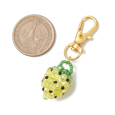 Glass Seed Beaded Strawberry Pendant Decoration HJEW-MZ00160-1