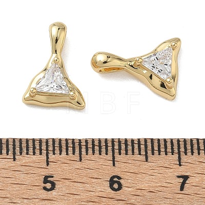 Brass Micro Pave Clear Cubic Zirconia Pendants KK-C259-01G-1