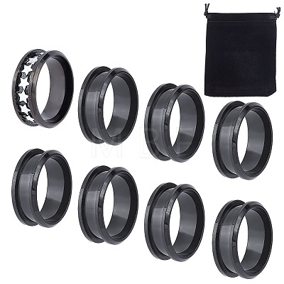 Unicraftale 10Pcs Stainless Steel Grooved Finger Ring Settings STAS-UN0039-22E-1