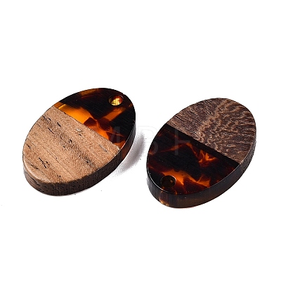 Transparent Resin and Walnut Wood Pendants RESI-T057-04D-1