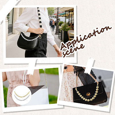 2Pcs 2 Colors CCB Plastic Heart Beaded Bag Handles with Clasps AJEW-CL0005-65-1