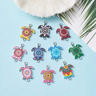 10Pcs 10 Colors Alloy Enamel Connector Charms FIND-YW0003-97-1