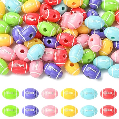 30Pcs 6 Colors Opaque Acrylic European Beads SACR-YW0002-10-1